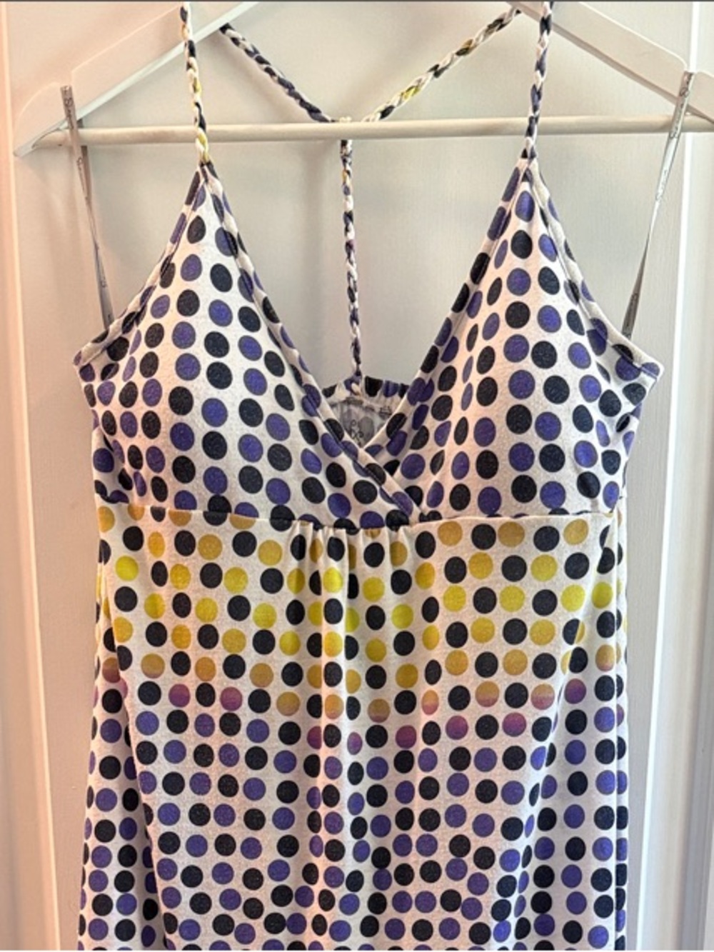 Jessica Simpson Polka Dot Spaghetti-Strap Maxi Dress - Purple & Yellow